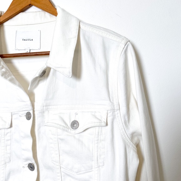 Talula Aritzia White Cropped Classic Denim Jean Fall Jacket - Picture 6 of 7